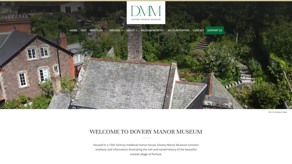 Screenshot of the Dovery Manor Museum website