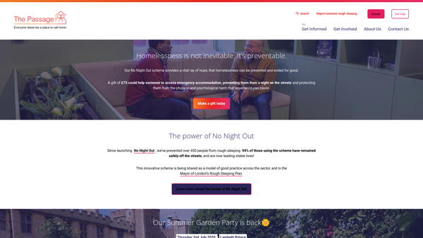 Screenshot of the Passage 2000 website