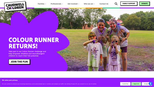 Screenshot of the Caudwell Children website