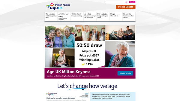 Screenshot of the Age UK Milton Keynes website