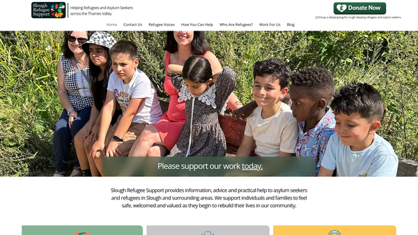 Screenshot of the Slough Refugee Support website