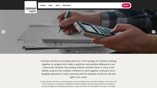 Screenshot of the Farnham Christian Community Trust Limited website