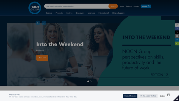 Screenshot of the Nocn website