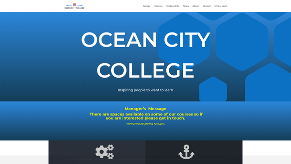Screenshot of the Ocean City College Ltd website