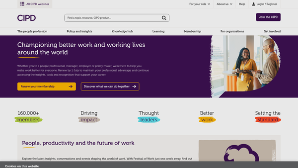 Screenshot of the The Chartered Institute Of Personnel And Development website