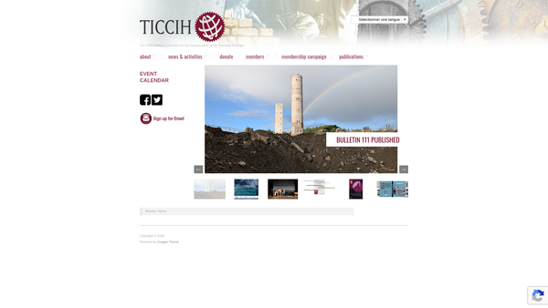 Screenshot of the The International Committee For The Conservation Of The Industrial Heritage (Ticcih) website