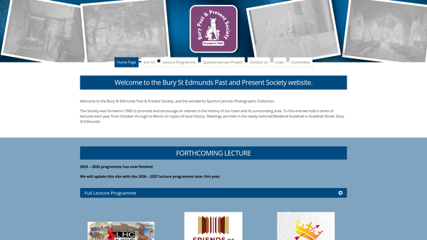 Screenshot of the Bury St. Edmunds Past & Present Society website