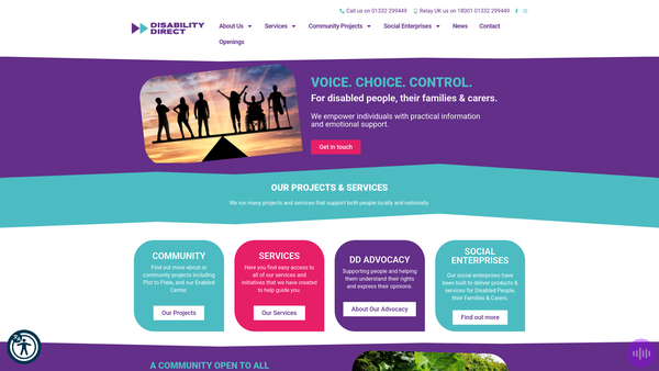 Screenshot of the Disability Direct website