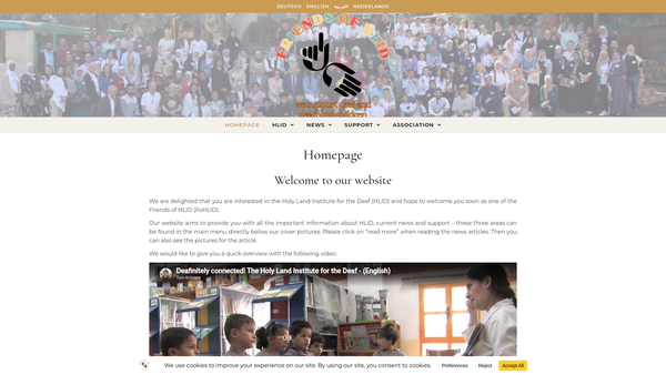 Screenshot of the Friends Of The Holy Land Institute For The Deaf website
