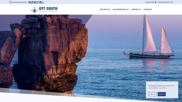 Screenshot of the Ocean Youth Trust South website