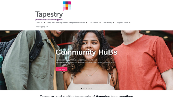 Screenshot of the Tapestry Care UK website