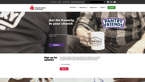Screenshot of the Church Action On Poverty Limited website
