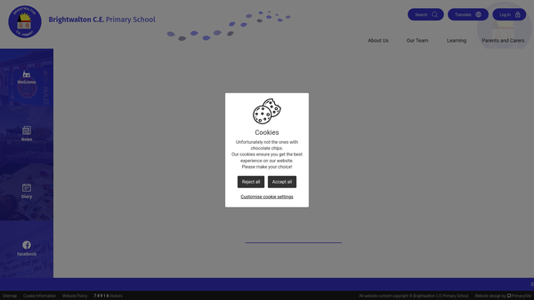 Screenshot of the Brightwalton CE Aided Primary Charitable Trust website