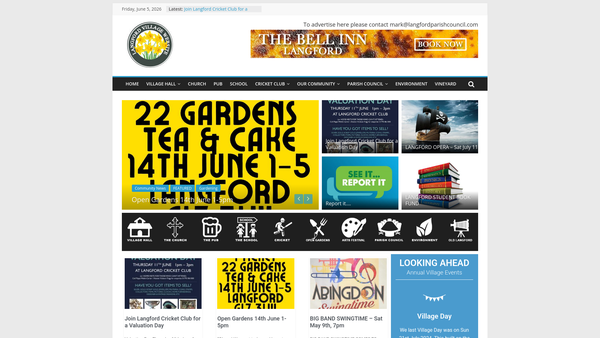 Screenshot of the The Village Hall At Langford website