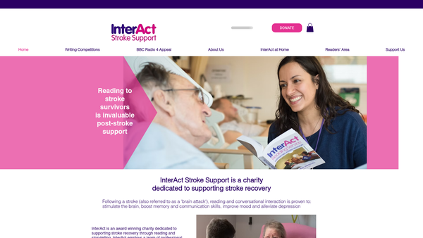 Screenshot of the Interact Stroke Support website