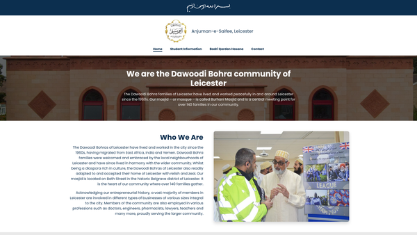 Screenshot of the Anjuman-E-Saifee (Leicester) website