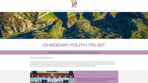 Screenshot of the Cheddar Youth Trust website