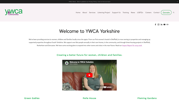 Screenshot of the Sheffield Young Women's Christian Association website