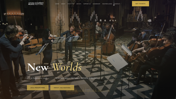 Screenshot of the Oxford Chamber Music Foundation Limited website