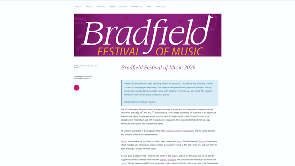 Screenshot of the Bradfield Festival Of Music Association website