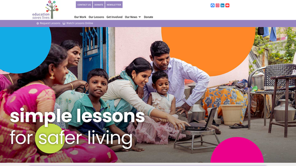Screenshot of the Education Saves Lives website