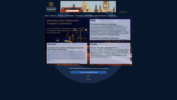 Screenshot of the Independent Transport Commission website