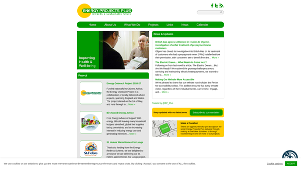 Screenshot of the Energy Projects Plus website