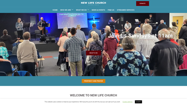 Screenshot of the New Life Church Cardigan Trust website