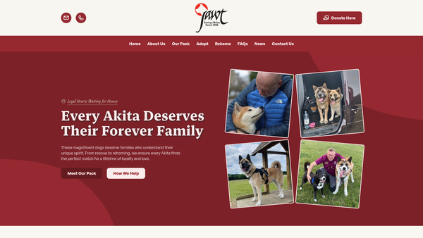 Screenshot of the Japanese Akita Welfare Trust website