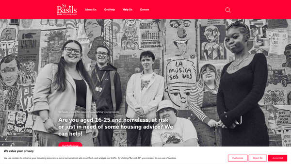 Screenshot of the St Basil's website