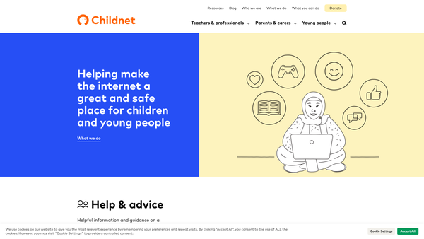 Screenshot of the Childnet website