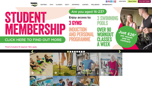 Screenshot of the Thurrock Community Leisure Limited website
