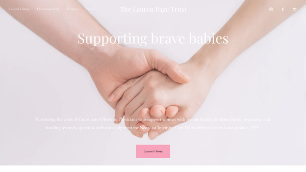 Screenshot of the The Lauren Page Trust website