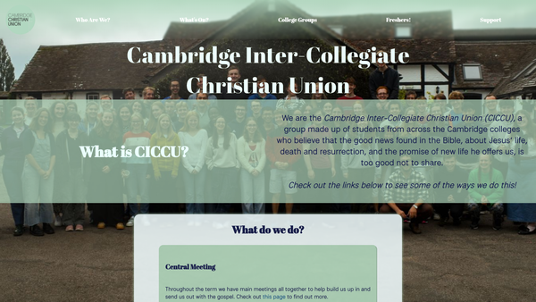 Screenshot of the Cambridge Inter Collegiate Christian Union website