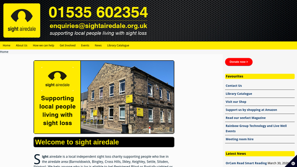 Screenshot of the Sight Airedale website