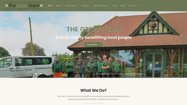 Screenshot of the The Green Team website