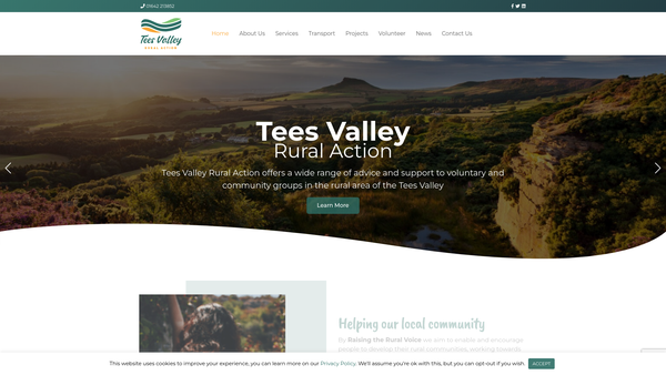 Screenshot of the Tees Valley Rural Action website
