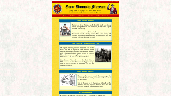Screenshot of the Great Dunmow Museum Society website
