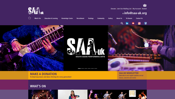 Screenshot of the South Asian Arts-Uk website