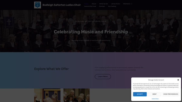 Screenshot of the Budleigh Salterton Ladies Choir website