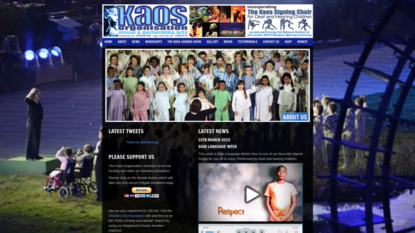 Screenshot of the The Kaos Organisation website