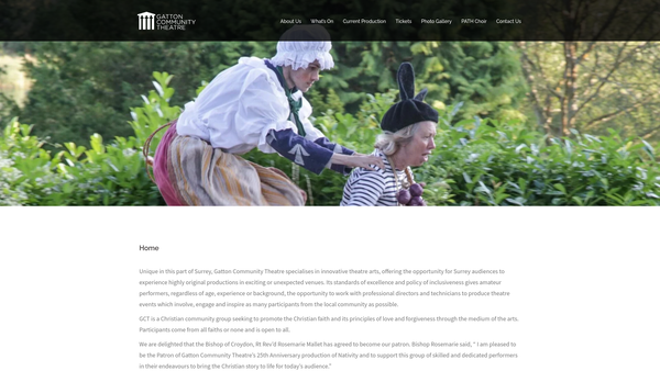 Screenshot of the Gatton Community Theatre Limited website