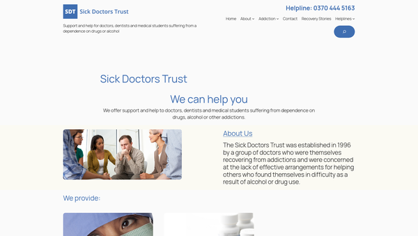 Screenshot of the The Sick Doctors Trust website