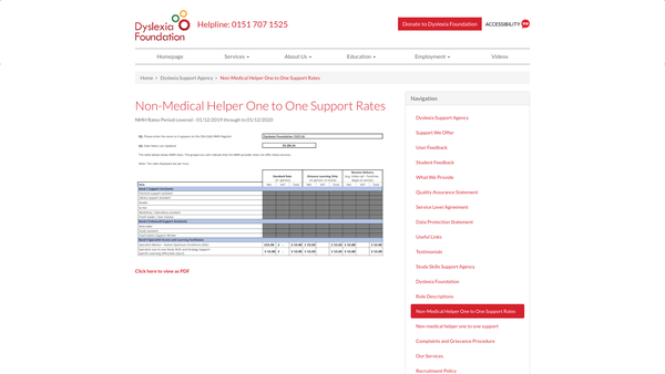 Screenshot of the The Dyslexia Foundation website