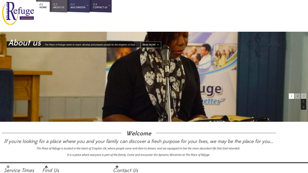 Screenshot of the Place Of Refuge Ministries International website