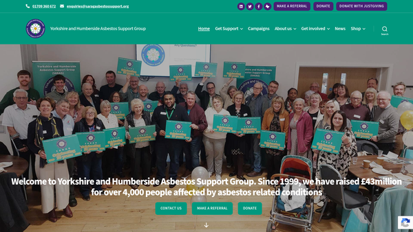 Screenshot of the Yorkshire And Humberside Asbestos Victims Support Group website