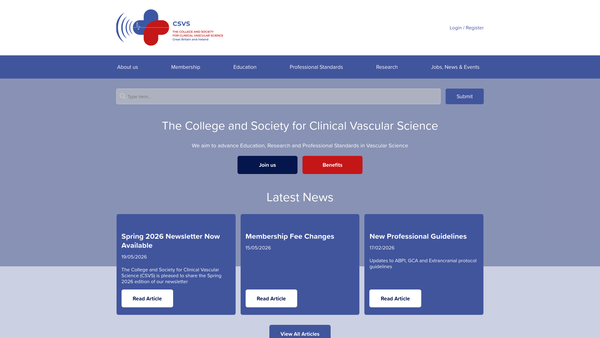 Screenshot of the Society For Vascular Technology Of Great Britain And Ireland website
