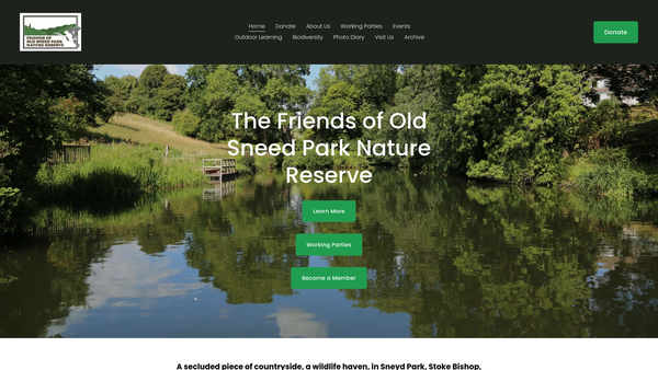 Screenshot of the Friends Of Old Sneed Park Nature Reserve website