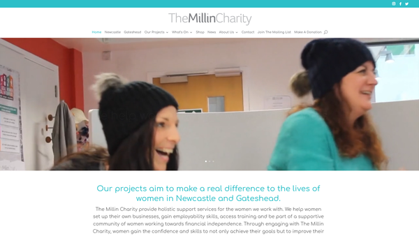 Screenshot of the The Millin Charity website