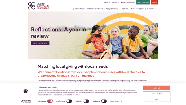 Screenshot of the Quartet Community Foundation website